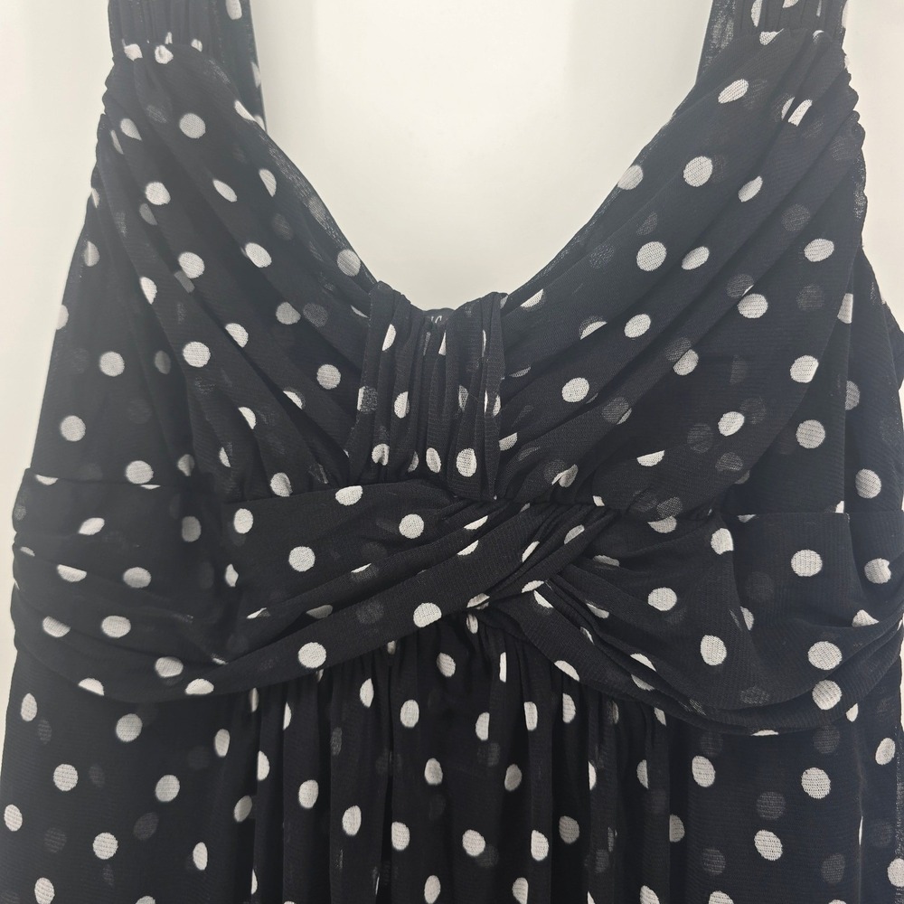 INC International Concepts Polka Dot Mesh Sleeveless Dress Black White Medium - Picture 3 of 7